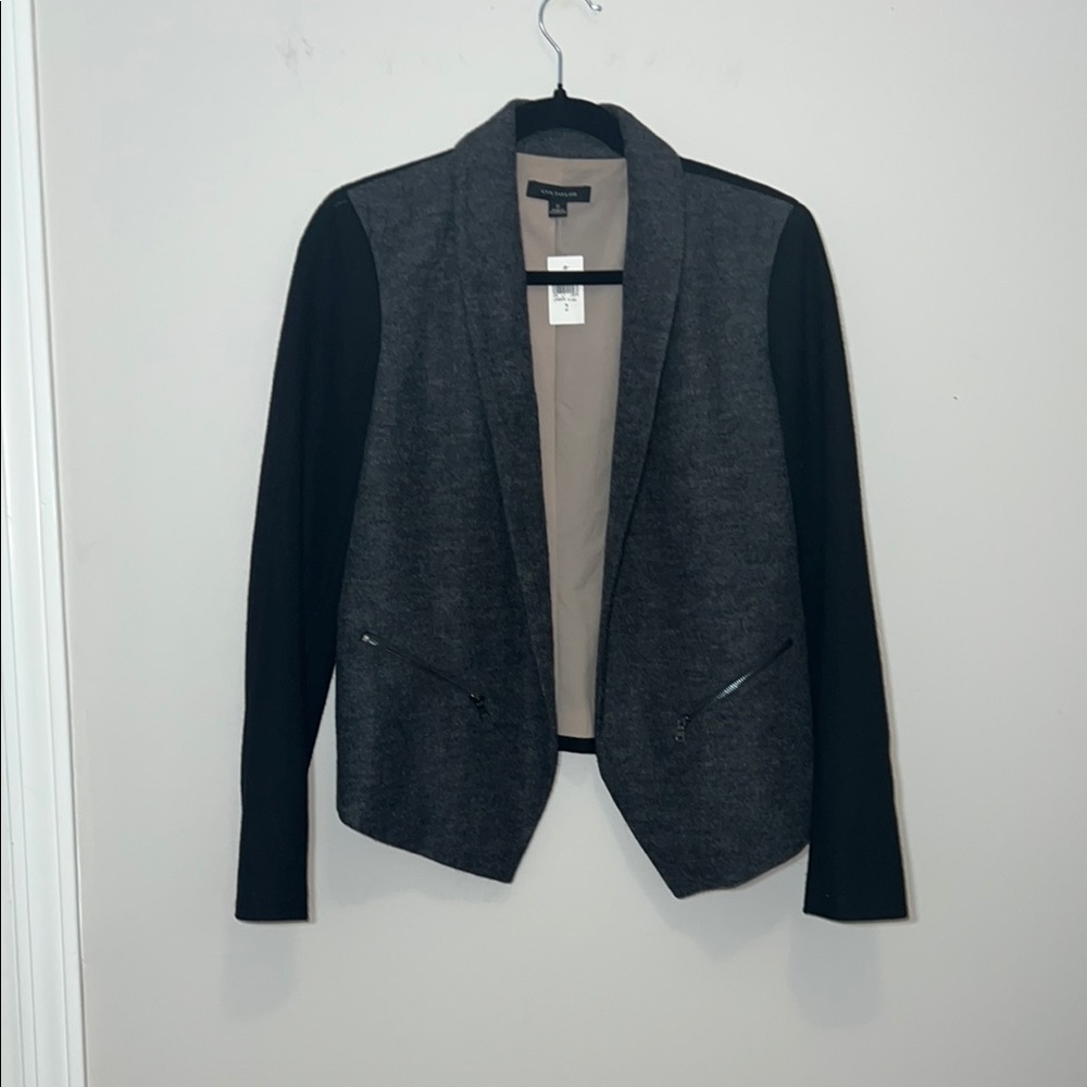 Ann Taylor Blazer Two Tone Open Wool Blend NWT